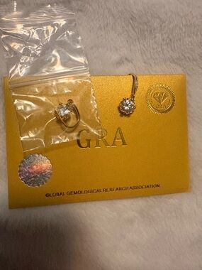 Gold-Tone Moissanite Drop Earrings - Gold 1 carat each 2 carat total